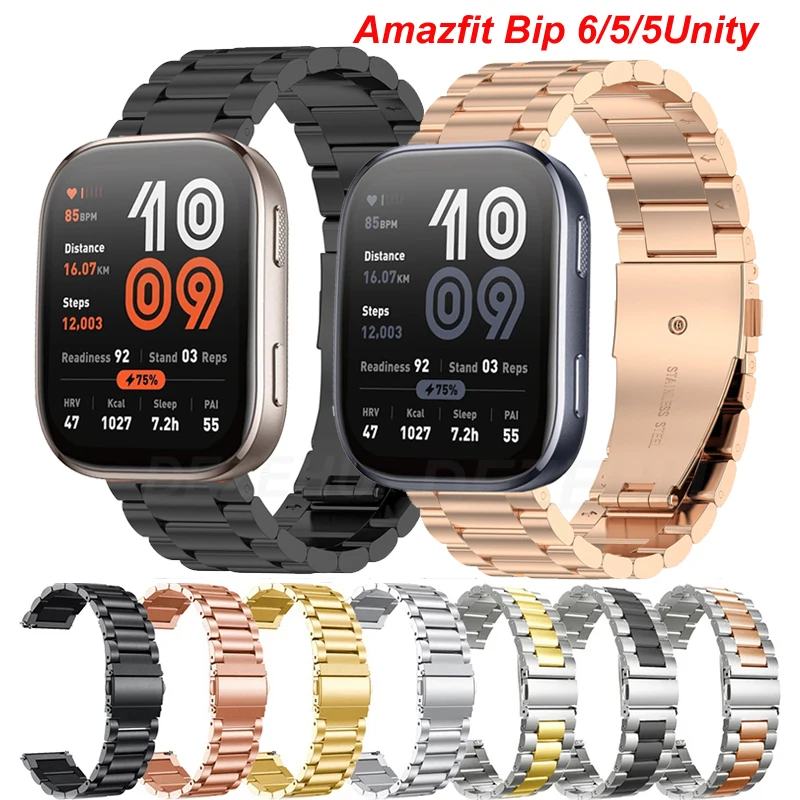 Armband für Amazfit Bip 6 Smartwatch, Edelstahlband für Amazfit Bip 5/5 Unity/Bip U 3 3Pro Metall-Milanese-Armband Correa