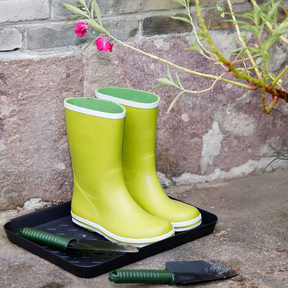 

2Pcs Heavy Duty Plastic Shoe Tray Black Sleek Design for Shoes Boots Entryway Hallway Dog Food Water Mat Cat Litter Tray Potted