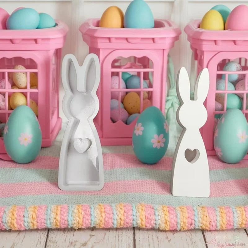 ABAE-อีสเตอร์แม่พิมพ์ซิลิโคนเดสก์ท็อป Rabbitornament แม่พิมพ์ซิลิโคนแม่พิมพ์ซิลิโคนศิลปะหัตถกรรมเครื่องมือ Non-Stick แม่พิมพ์ซิลิโคน