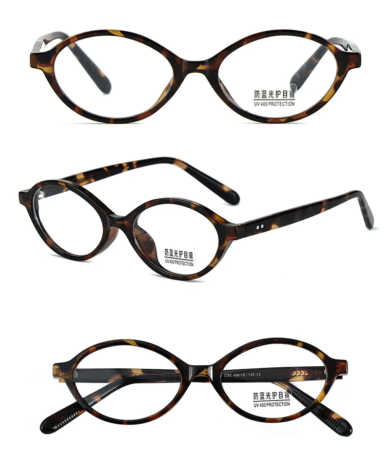 Kachawoo Kleine ovale Brille mit Blaulichtfilter, TR90-Acetat, Retro-Brillengestell für Herren und Damen, Unisex, europäischer Stil, Blaugrau – Detail 4