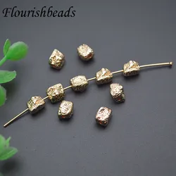 50pc Spotted Surface Irregular Bread Shape Metal Spacer Beads for Bracelet Necklace Making