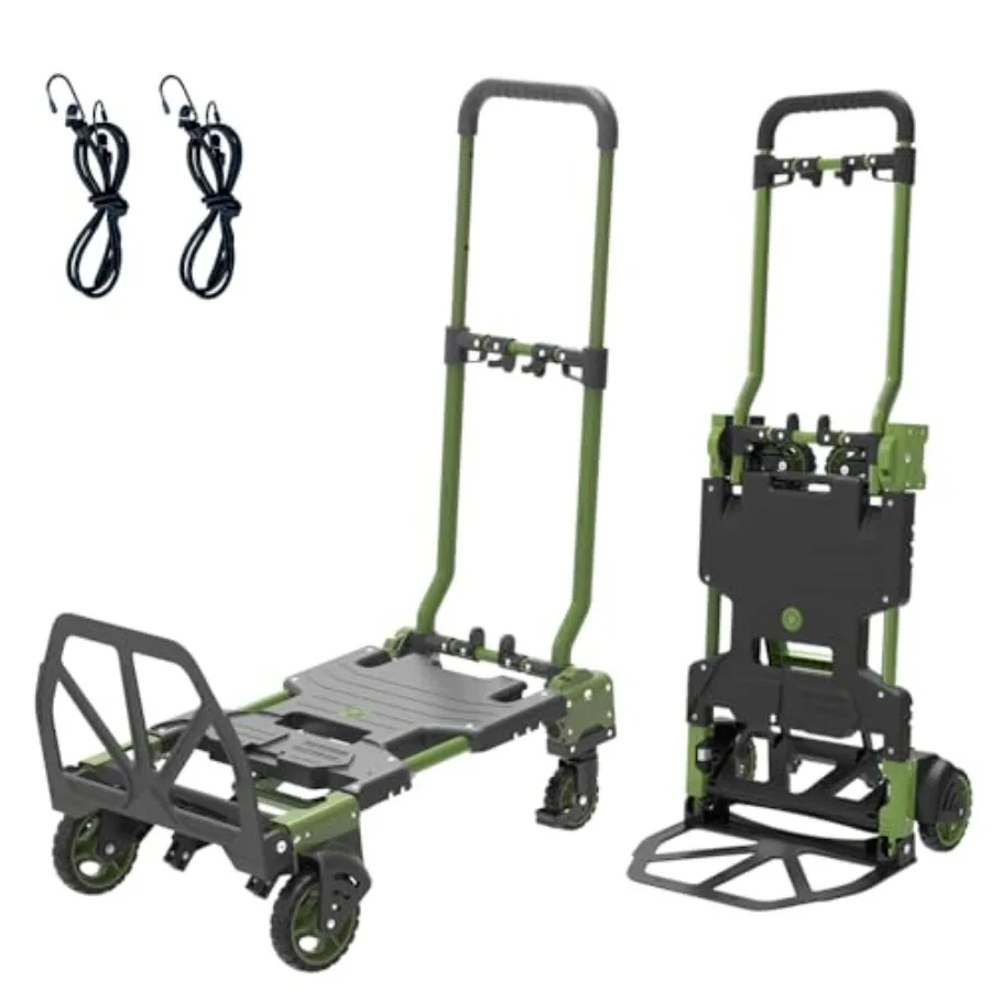 

Складная тележка-платформа 2-в-1 для перевозки грузов на открытом воздухе, черная, с грузоподъемностью 150 кг, зеленый+черный цвет