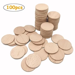 100pcs 5cm DIY Round Wood Chips, Unfinished Wooden Coin Cutouts Disc Blank Tags for DIY Craft Project, Painting, Ornaments