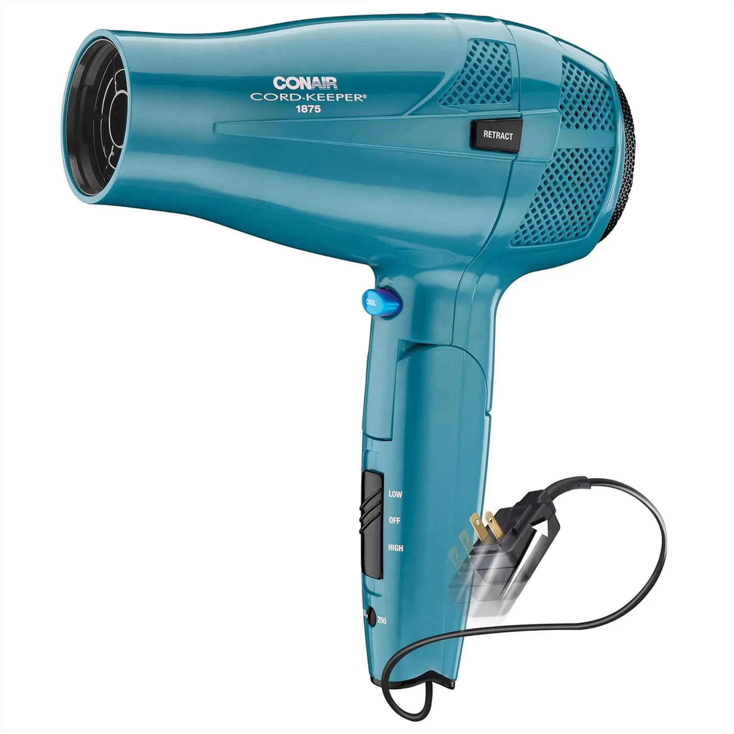 

1875W Travel Hair Dryer with Folding Handle and Retractable Cord, Ionic Technology for Frizz-Free Drying