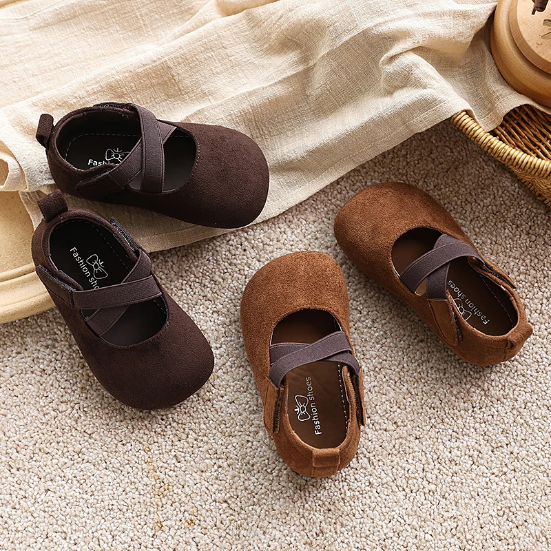 Spring Girl's Casual Shoes Hook-loop Plain Design All-match Kid's Flat Shoe Solid Color Anti-slip Light Chic Daily Children Shoe