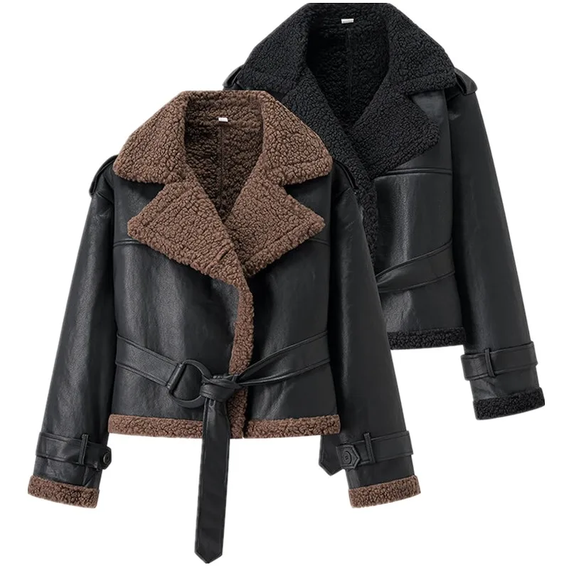 Autunno 2025 Cappotto lungo da donna in pelliccia di pelle Sve Intercato Casual Pendolarismo Sle Vestibilità ampia Capispalla versatile per donna