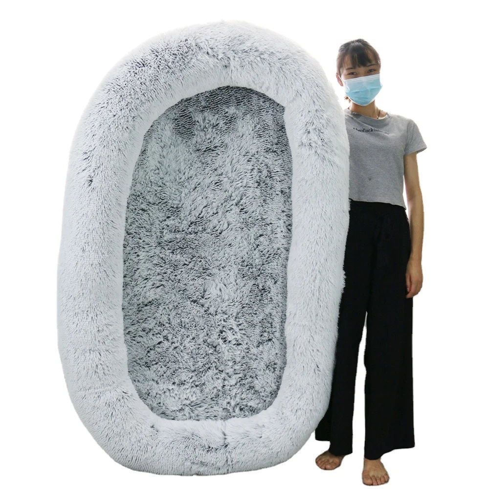 

Giant Luxury Pet Bed Plush Large Fluffy Mattress for Cat & Dog Calming Human Size Made Foam Velvet Solid Pattern Packed Carton