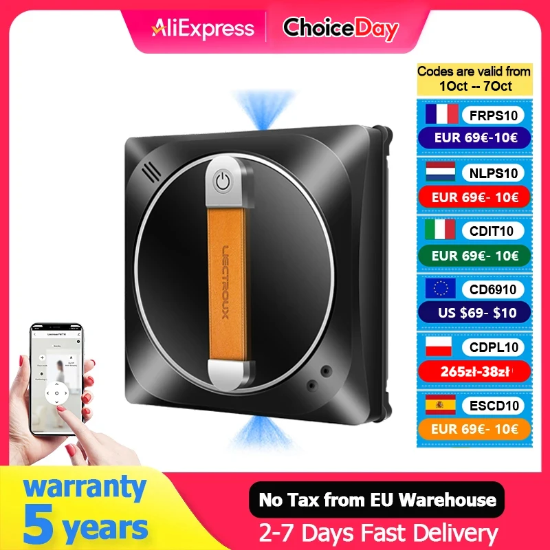 Robot de nettoyage de vitres Liectroux YW910, Double pulvérisation d'eau, capteur Laser, aspirateur Robot de vitres de sol de maison, application et télécommande