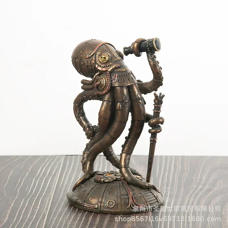 Resin Steampunk Cthulhu Figurine - Mechanical Octopus & Kraken Model, Unique Decor for Living Room, Creative Home Ornament