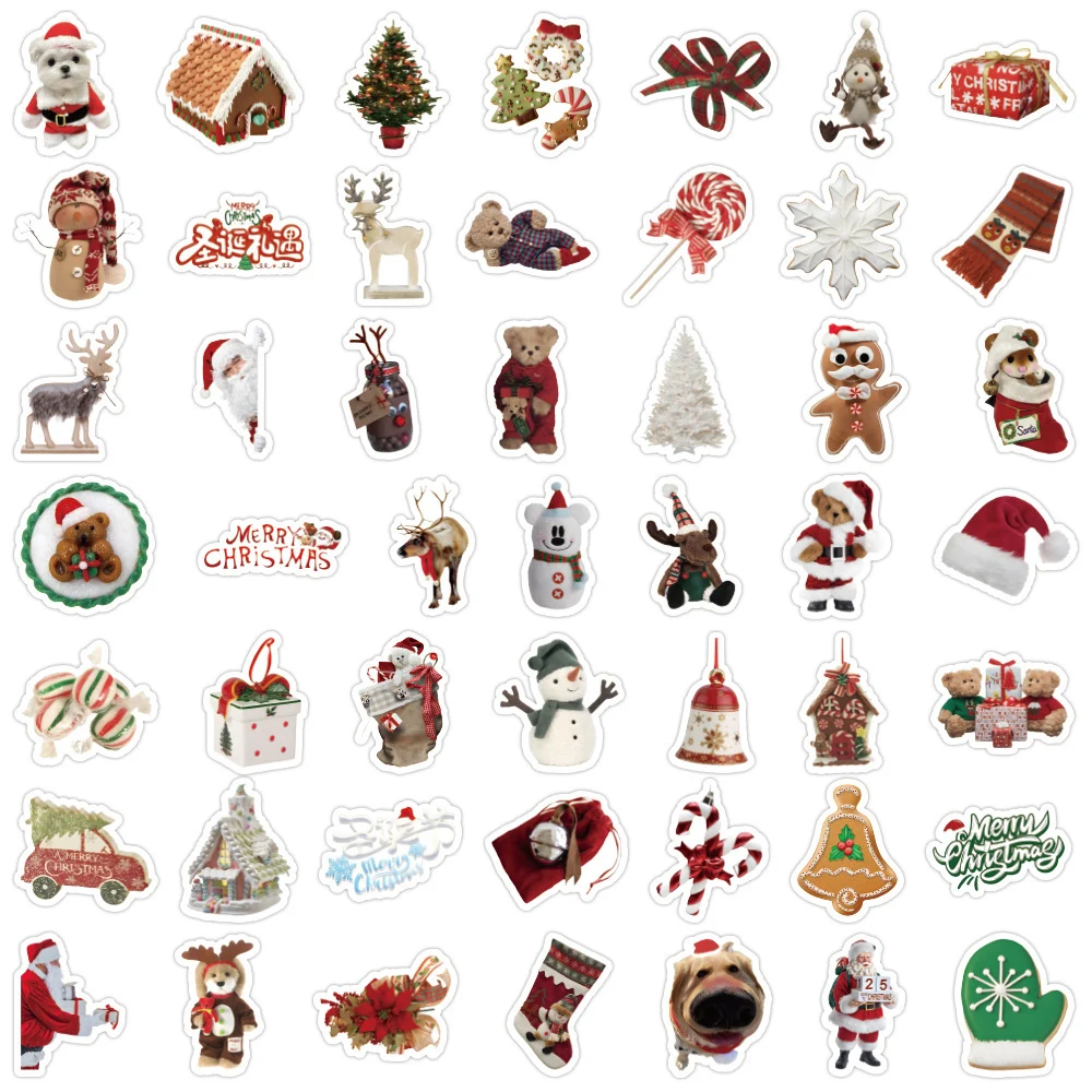 새해 크리스마스 만화 스티커, 사슴 산타 클로스 눈사람 데칼, 방수 귀여운 미적 장식 스티... - 4