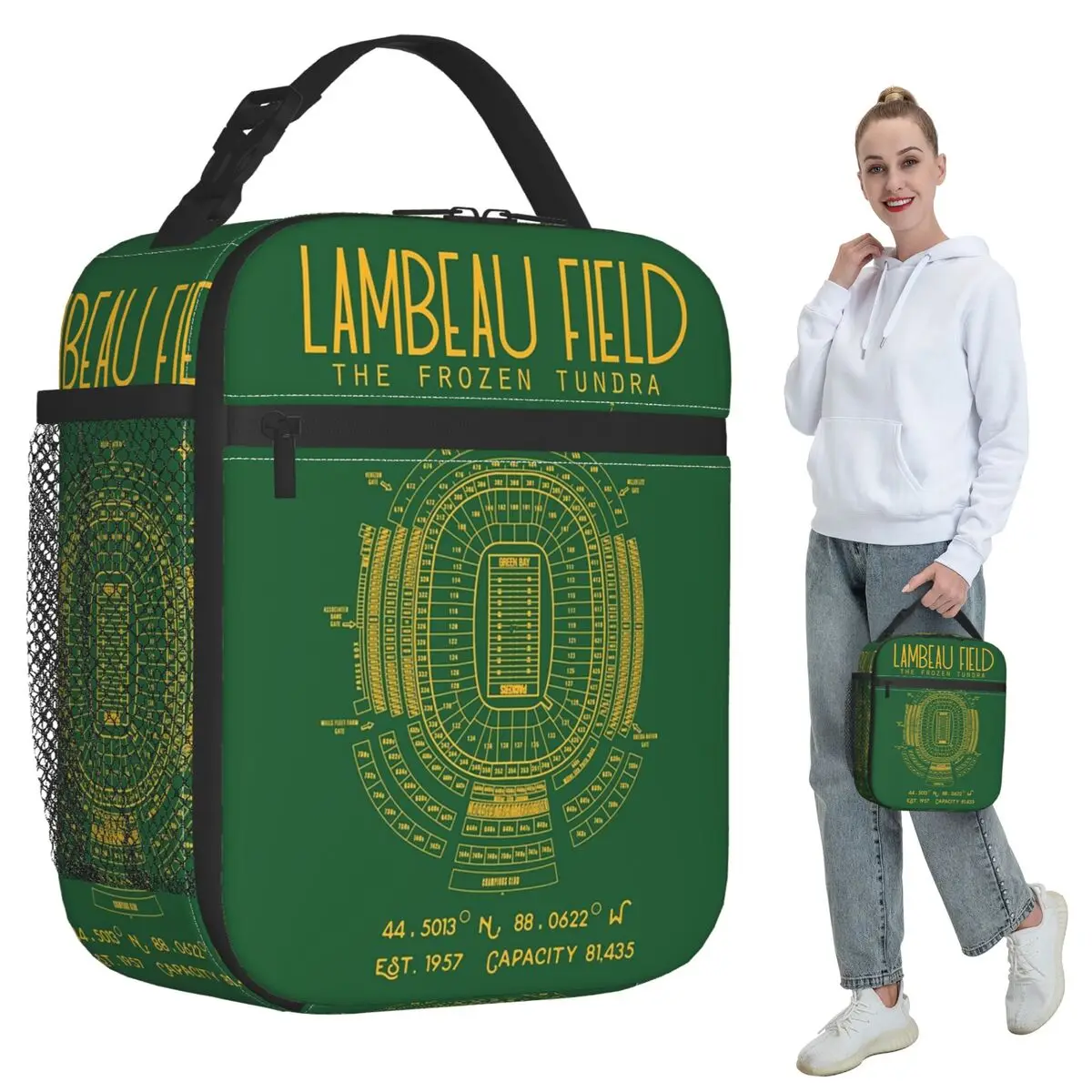 Green Bay Packers Lambeau Field Stadium Insulated Lunch Bag for Kids School Cooler Thermal Food Box Tote Lunch Boxes Container