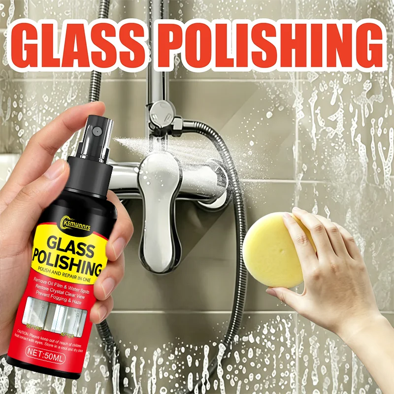 Bathroom Glass Cleaner Efficiently Removes Water Stains White Spots And Soap Residue Restores Clear Look - All-Surface Glass Cle