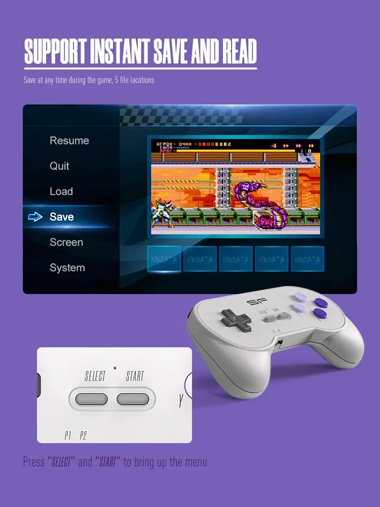 DATA FROG 16 bit Dendy Retro Console For SNES Game Stick 4k Wireless Video Game Console Built in 3000+ Games For SFC TV Game