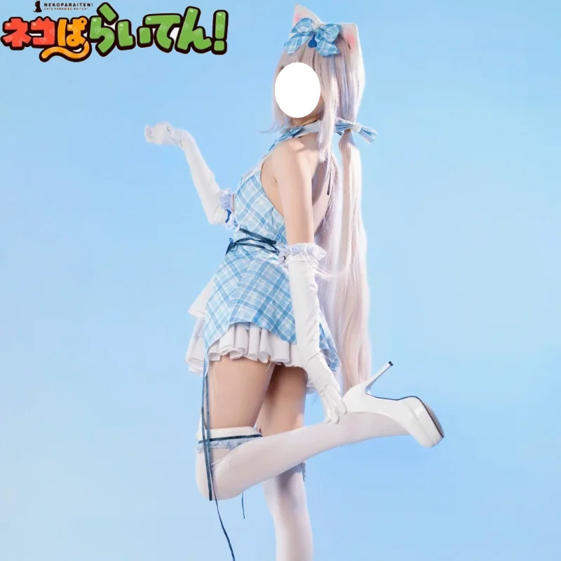네코파라 바닐라 초콜라 코스프레 의상 가발 아이돌 귀여운 섹시 의상 고양이 꼬리 액세서리 세트 할로윈 파티 코스 고양이 소녀 드레스