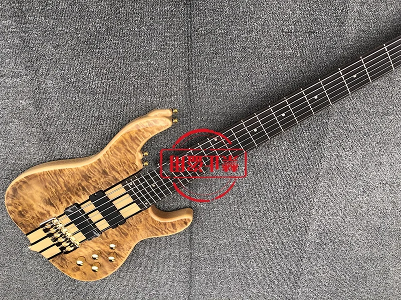 Electric Bass Guitar, 6 Strings , Top Figure, Special Solid Body, High Quality , Active Pickup,free Shipping