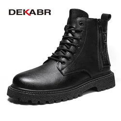 DEKABR Casual Leather Quality Mens Shoes Non-Slip Designer Classic Handmade Ankle Work Boots For Men Big Plus Size 38-46