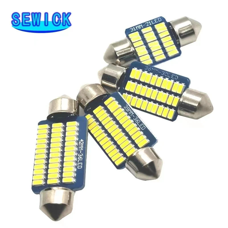 100 Шт. Festoon 4000k Теплые Белые Светодиодные Лампы Для Чтения C5w C10w 31 Мм 36 Мм 39 Мм 41 Мм Универсальный Автомобильный...