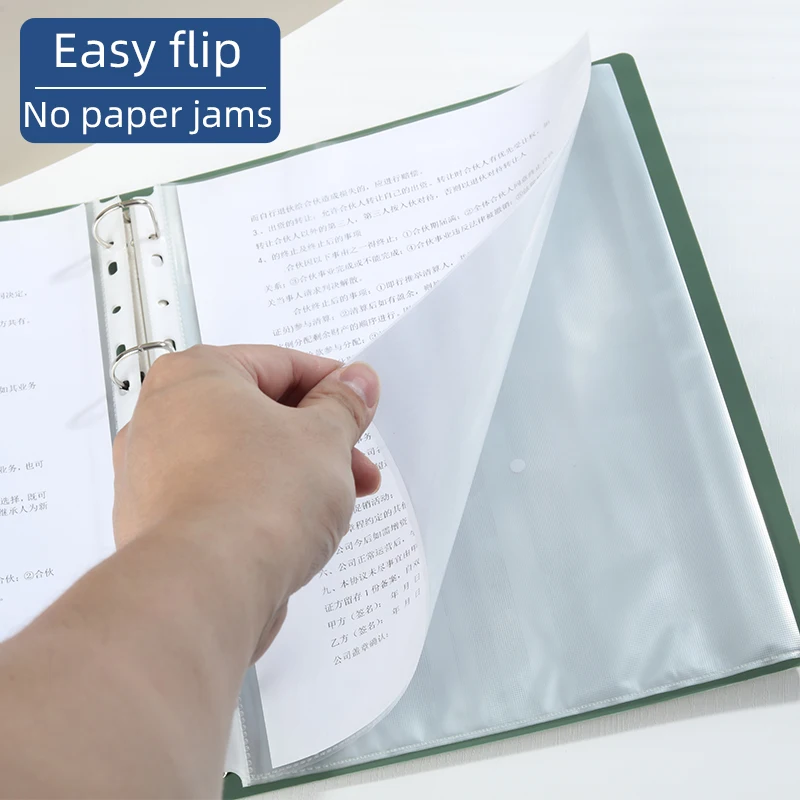 حافظة رؤية واضحة مقاس A4 مكونة من 4 حلقات مع صفحات قابلة للفصل - منظم مستندات شفاف بسعة 100 ورقة