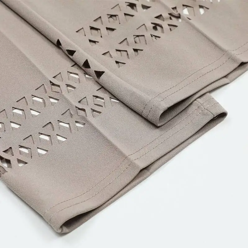 Women Capris Pants 2025 Women's Summer Breeches Casual High Waist Cropped Pants Woman Hollow Out Straight Calf-Length Trousers