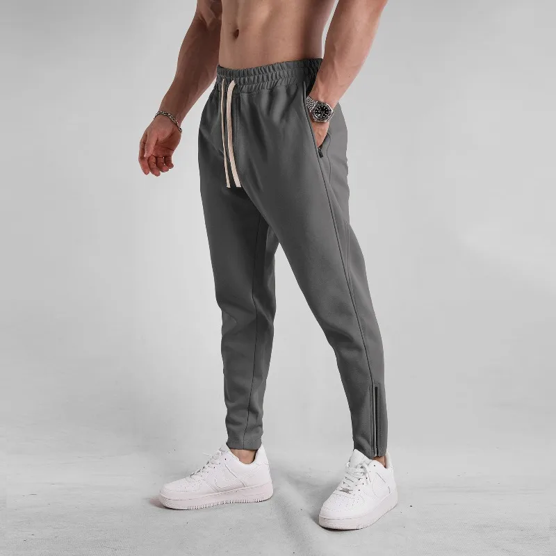 

Men's Zippered Sweatpants Long Loose Running Outdoor Training Autumn Thick