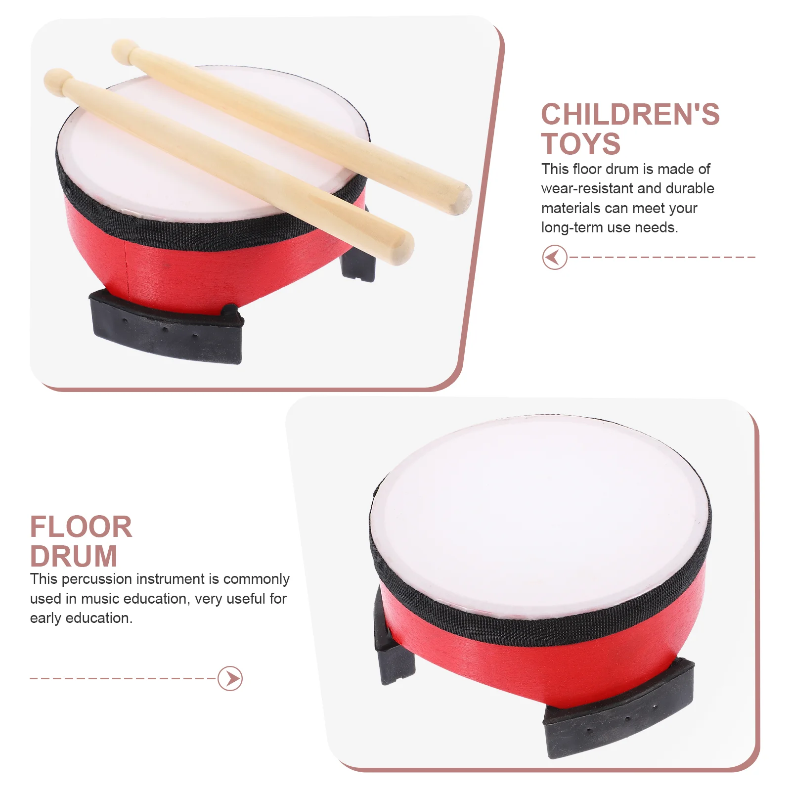 Children's Bass Drum Orff Percussion Instrument Toddler Musical Toys Instruments Early Imitation Floor for Party