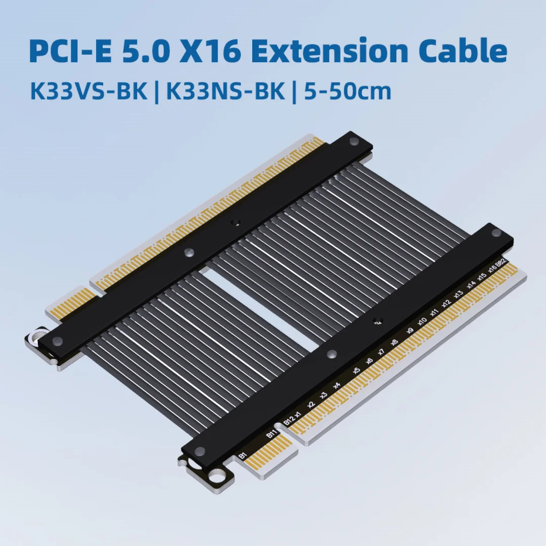 2026 NEW PCI-E 5.0 X16 To X16 Extension Riser Cable Male To Male PCIe TX-RX Signal Switching Direct Connection Cord
