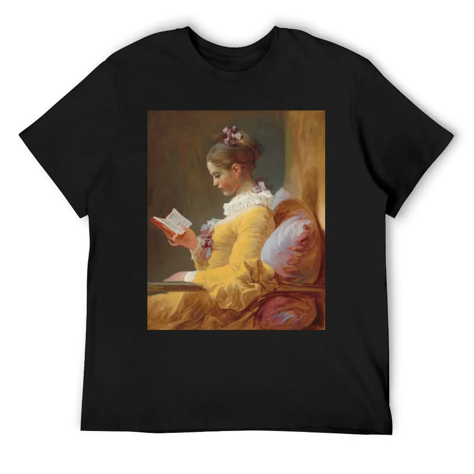 

Young Girl Reading Painting by Jean-Honoré Fragonard T-Shirt boys animal print basketball graphic tees sublime men workout shirt