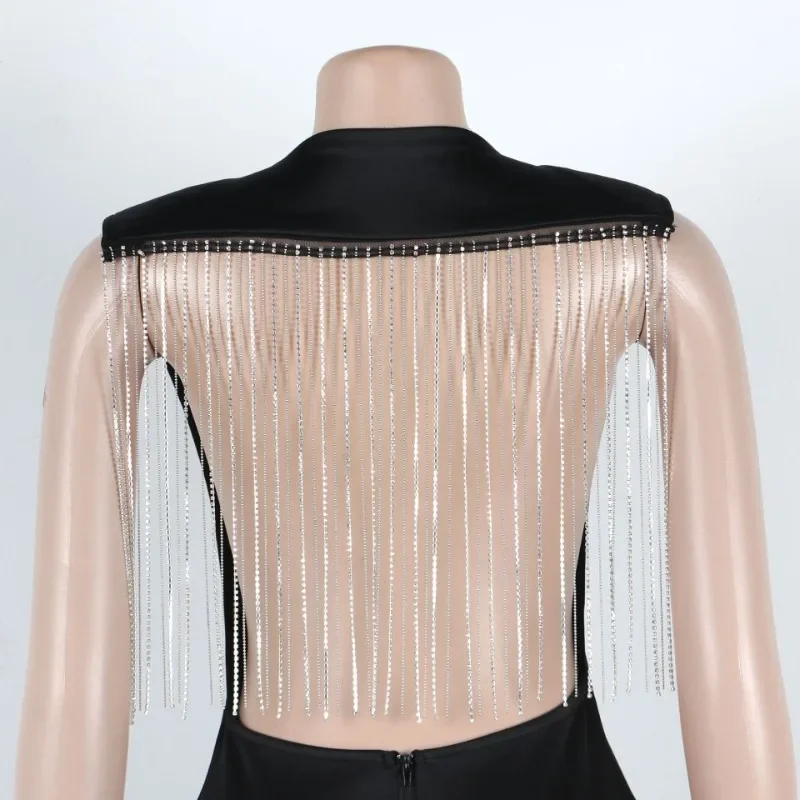 كريستال الماس سلسلة عارية الذراعين ضيف عشاء فستان المرأة مساء ملهى ليلي المشاهير حفلة فساتين طويلة أنيقة Vestidos Longos