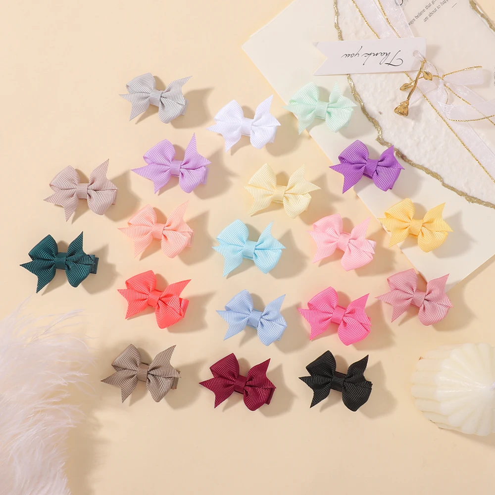 

40pcs/set 1.57'' Solid Bow Hair Clips for Baby Girls Cute Mini Grosgrain Ribbon Bowont Hairpins Barrette Kids Hair Accesories