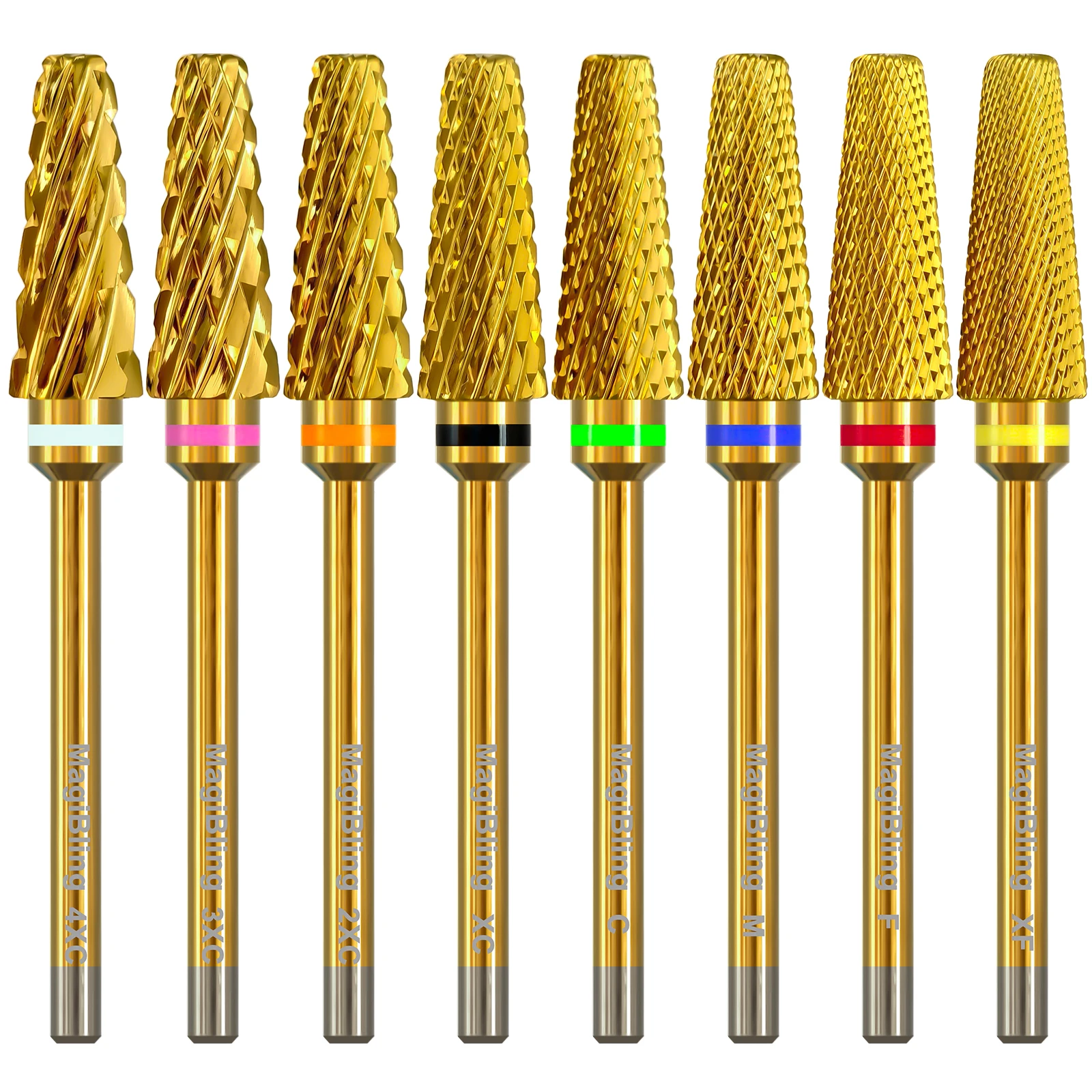 

MagiBling 16mm Carbide Super Cut Nail Drill Bits 5 In 1 Tapered Barrel New 4XC 3/32'' Safety Hard Gel Remove Manicure Tools