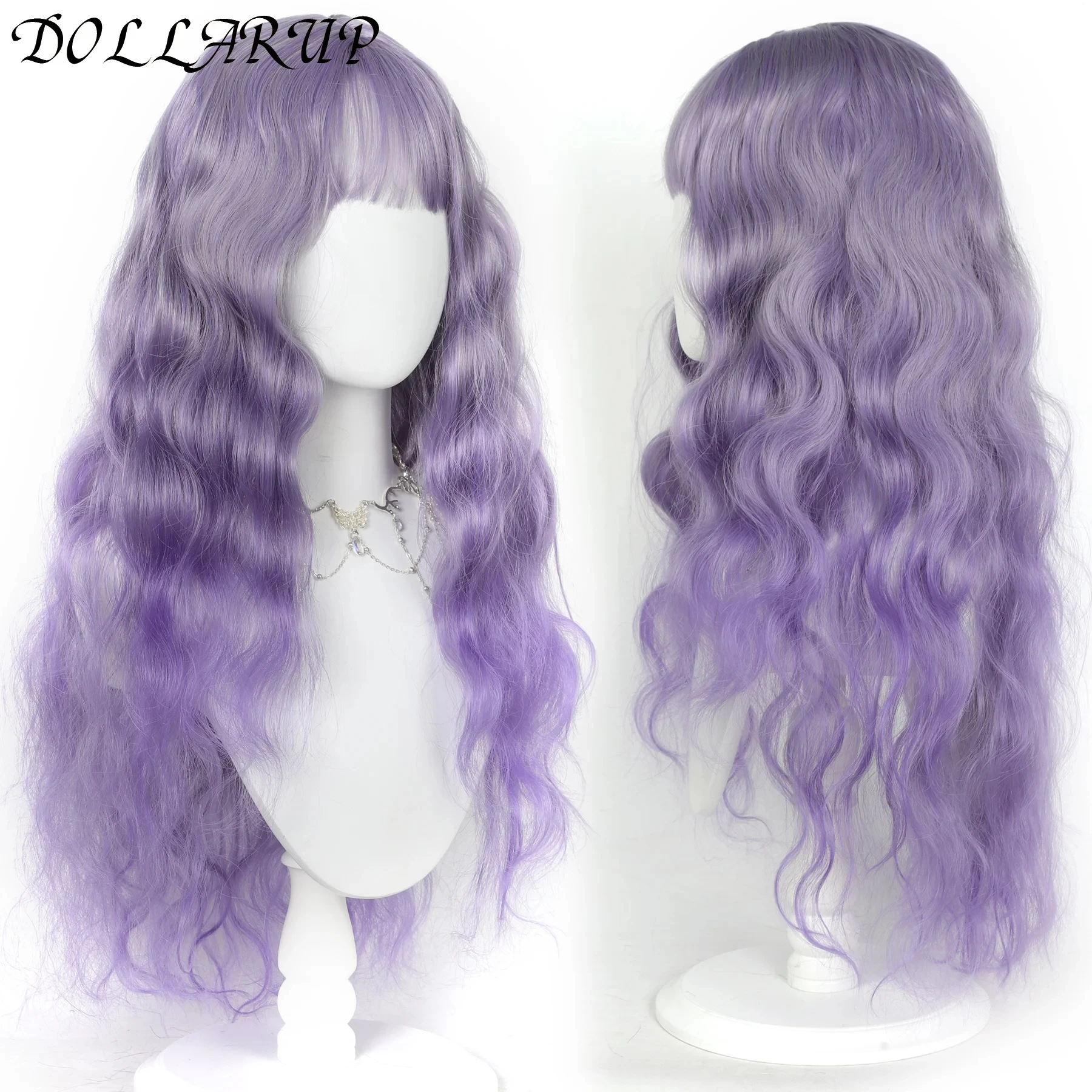 JKL الاصطناعية الدانتيل الباروكة الأمامية للنساء 42 بوصة طويلة مجعد الدانتيل الباروكات أومبير براون تسليط الضوء على الزنجبيل الأبيض الوردي شعر مستعار تأثيري #2