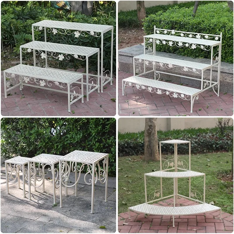 Imagem -02 - Ferro Forjado Flower Stand Pátio ao ar Livre Decoração do Jardim Chão ao Teto Suculento Pot Stand Europeu Novo