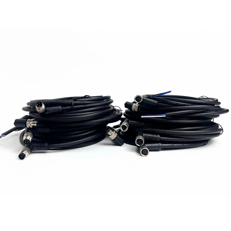 2Meters M8 Male & Female Sensor Connector, 3-8 Pin Waterproof Plug, Integrated Injection Molding for Industrial Applications