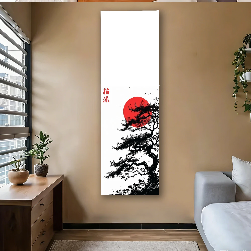 Japanische Wellen, rote Sonne, Landschaft, Wandteppich, ästhetischer Wandbehang für die Raumdekoration zu Hause