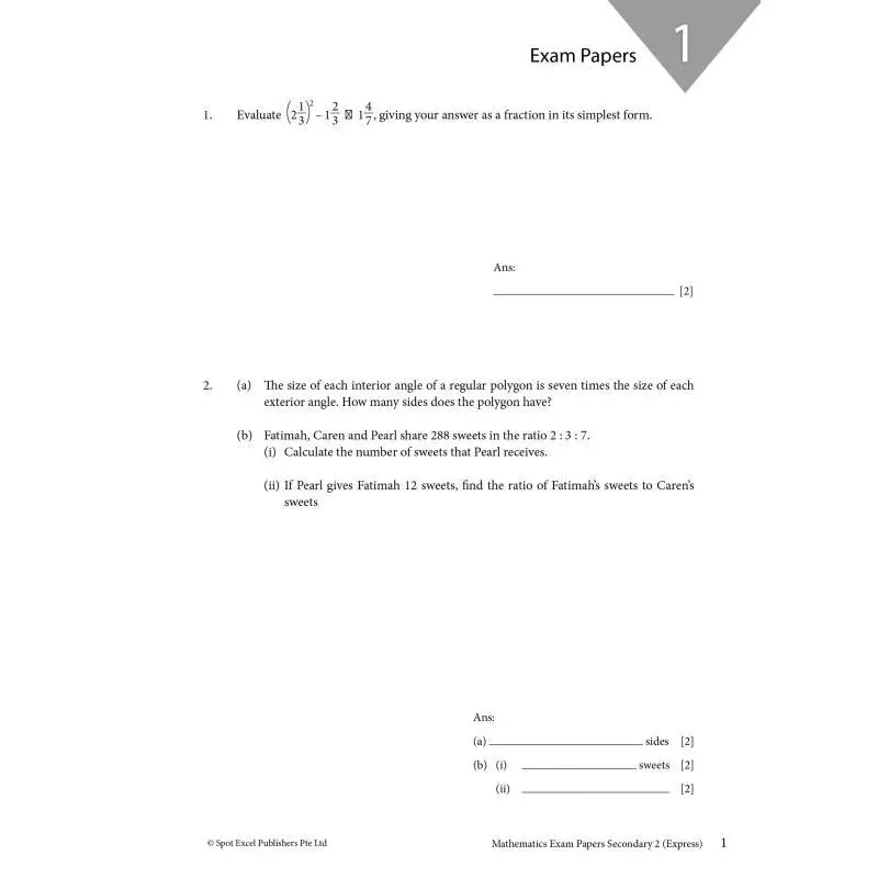 Secondary 1 Mathematics Exam Papers 1  Express Gary Ang Curriculum Planning And Development 9789811164330 Book