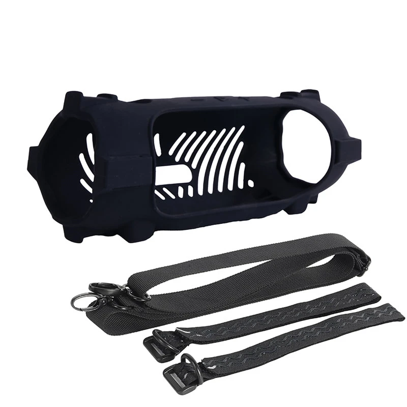 Silicone Protective Case for JBL Charge 6 Stereo with Shoulder Strap Simple Solid Color Drop Protection