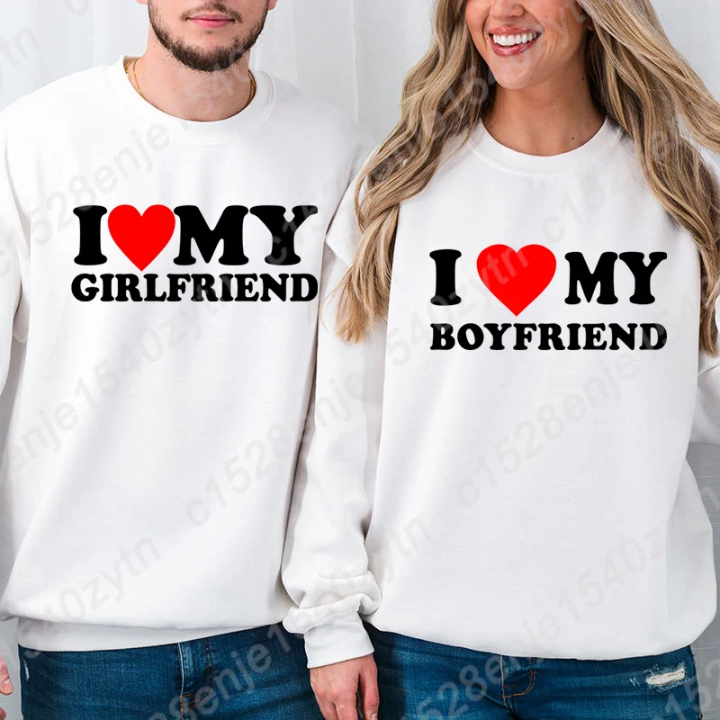 I Love My Girlfriend & I Love My Boyfriend Pullover Couple Matching Sweatshirt Valentine's Day Sweatshirts His And Her Pullovers