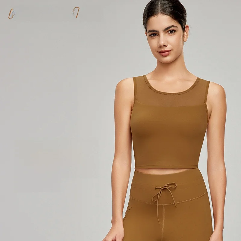 

Высококачественный женский сексуальный сетчатый жилет для йоги, топ с нагрудниками, красивый дизайн спины, не беговая чашка, спортивный жилет для фитнеса