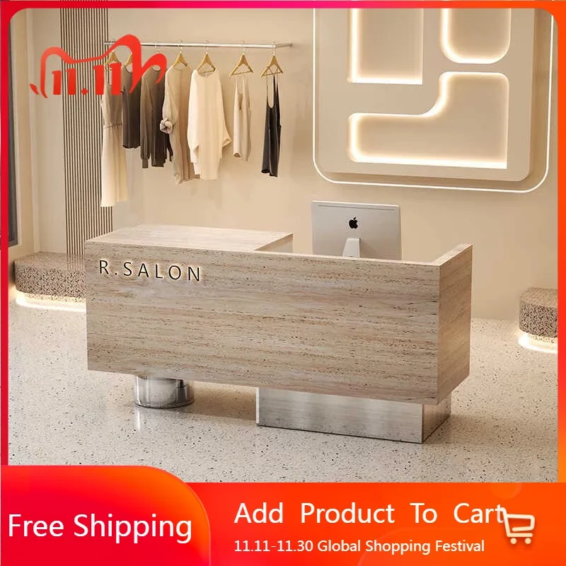 

Luxury Beauty Reception Desks Unique Wood Welcome Drawer Hotel Desks Company Aesthetic Design Comptoire Accueil Lounge Furniture