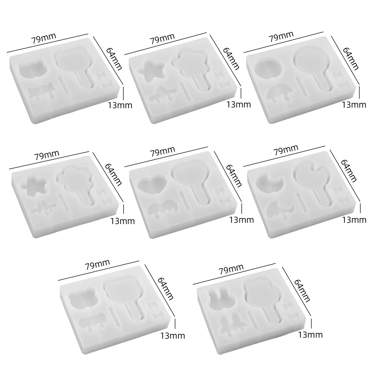 UV Glue Quicksand Lollipop Crystal Epoxy Resin Mold DIY Love Rabbit Pentagram Quicksand Silicone Mold