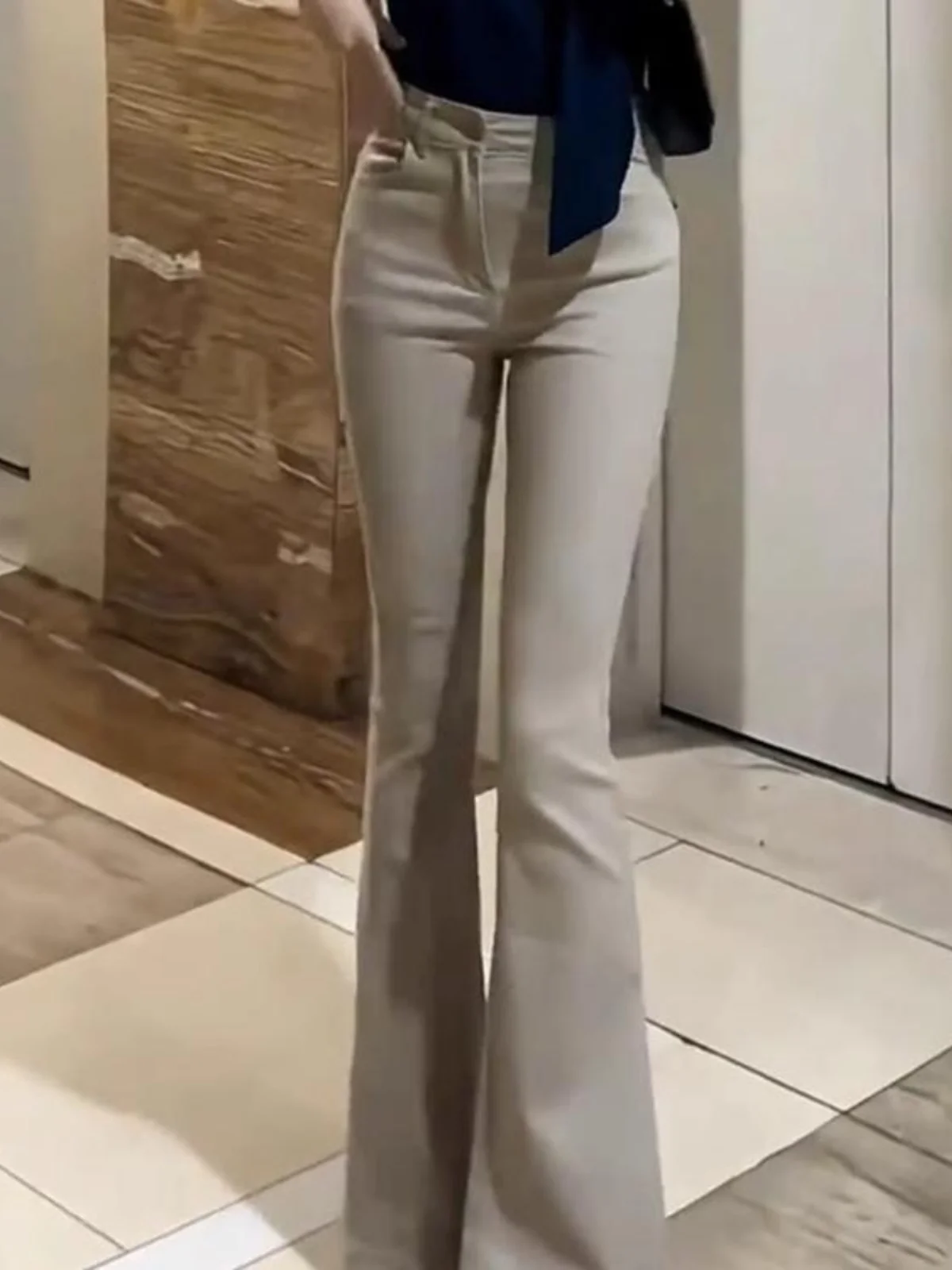 

Американские ретро джинсы цвета хаки Bell Bot, женские тонкие прямые леггинсы с высокой талией на осень-зиму, новые джинсы для поездок на работу