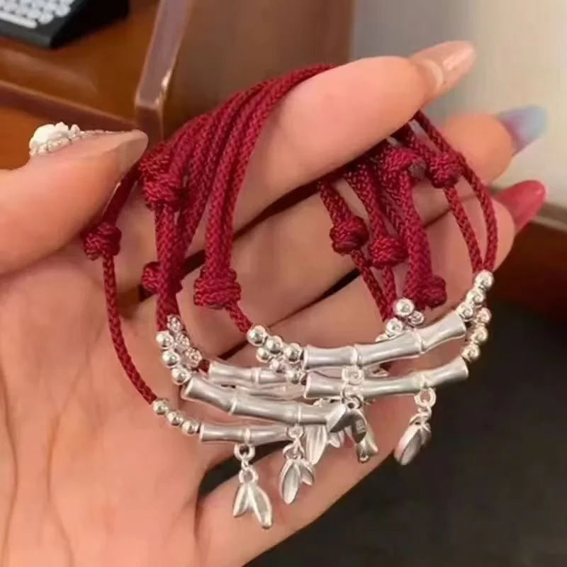 Exquisite Bamboo Pattern Braided Red String Bracelet Lucky Rising Design Hand Jewelry for Best Friend Graduation Exam Gifts