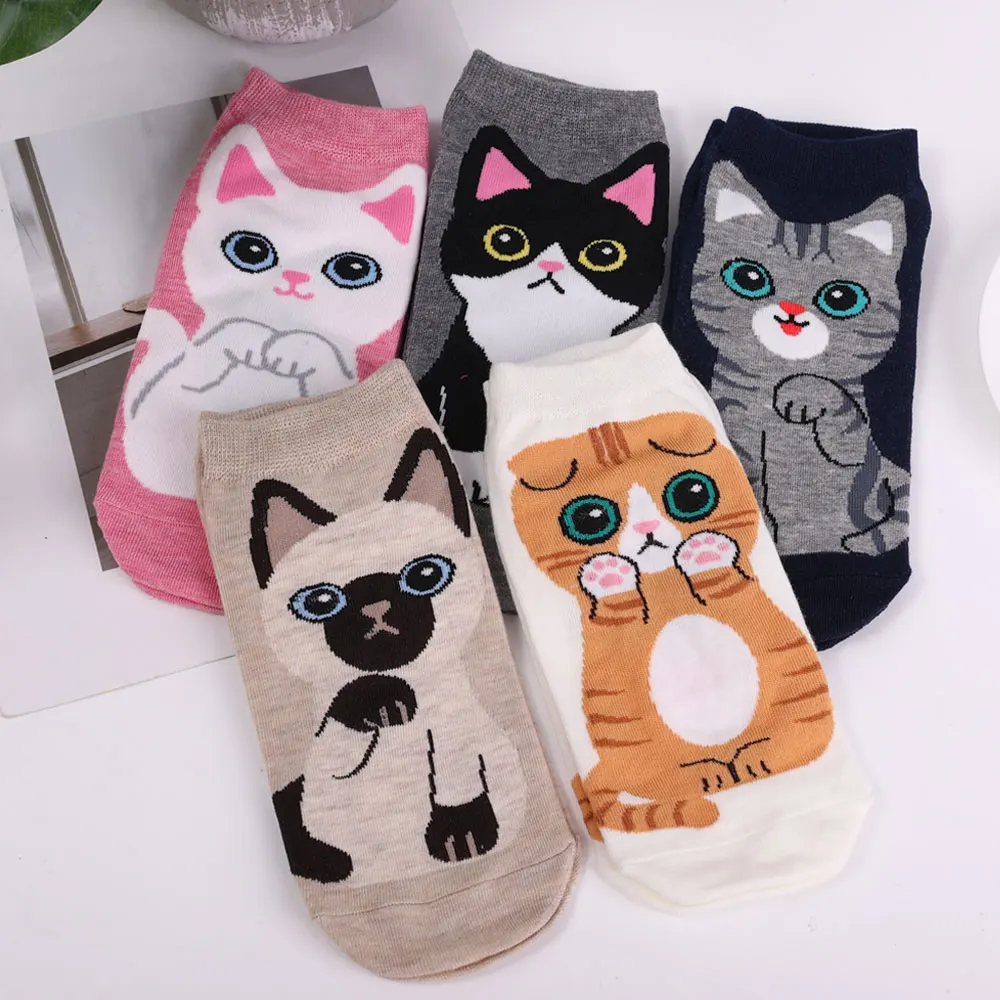 5pairs/lot 3D Cat Paw Print Socks Women Cartoon Cats Puppy Dog Claw Cotton Short Sock Child Funny Ankle Sock Harajuku Sox Gifts