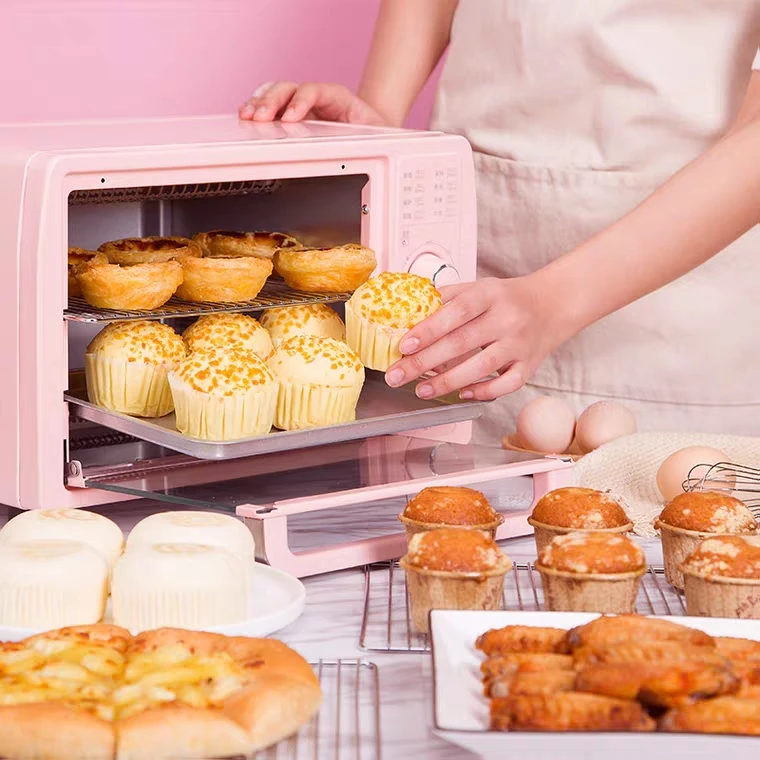 KONKA 전기 베이킹 오븐, 주방 다기능 소형 로스터, 저온 발효 피자 토스터, 과일 건조, 핑크, 13L