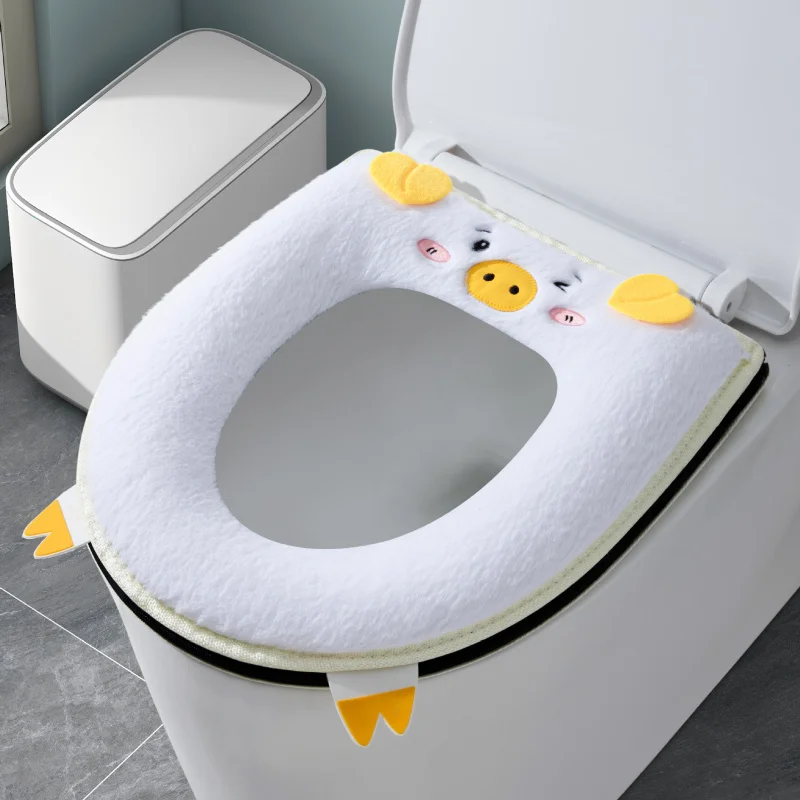 for Winter Home Cute Toilet Mat pad Thickened Warm WC Seat warmer case cushion Zipper soft Toilet rim Seat cape Cover Universal