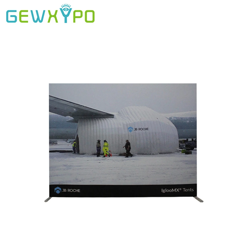 10ft Wide Stretch Fabric Pop Up Banner Advertising Banner Display Backwall Stand With Printed Graphics And One Oval Counter