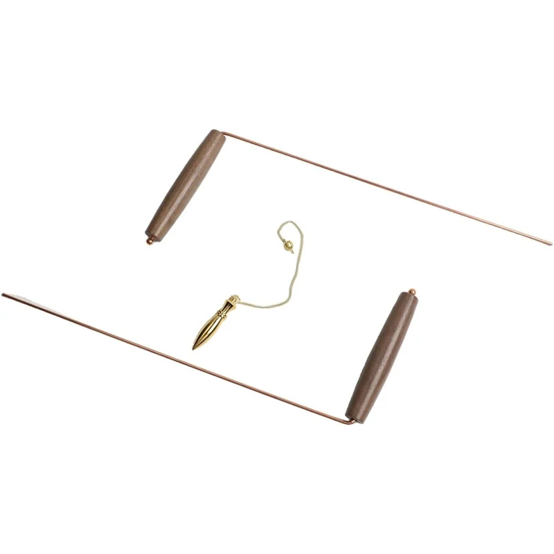 【NEWLY】Copper For Water Mineral Detection Brass Divining Rod Kit Walnut Handle Dowsing Rods Pendulum Metal Detecting Tool Set