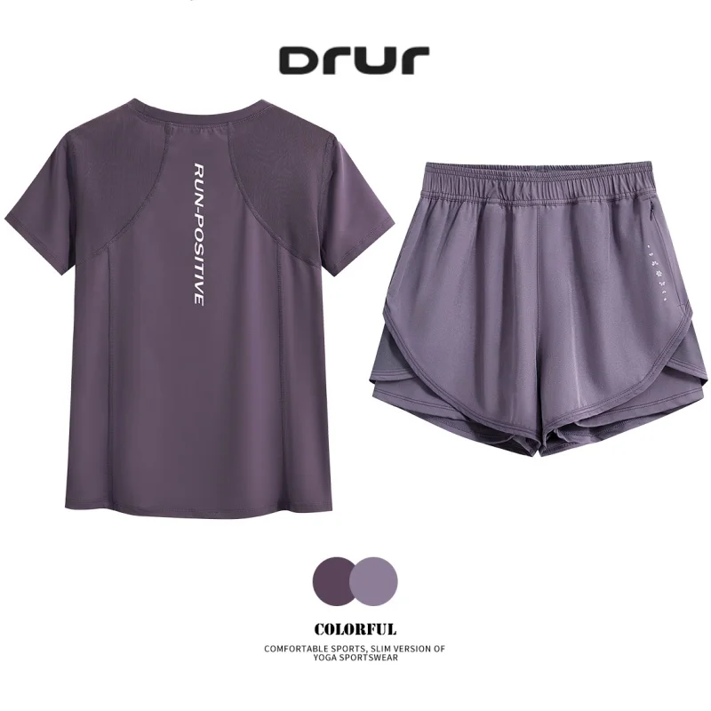 

DRUR Спортивный комплект для женщин M-4XL Свободный крой Летняя дышащая спортивная одежда Быстросохнущий спортивный костюм Спортивная одежда Женский спортивный костюм из 2 предметов