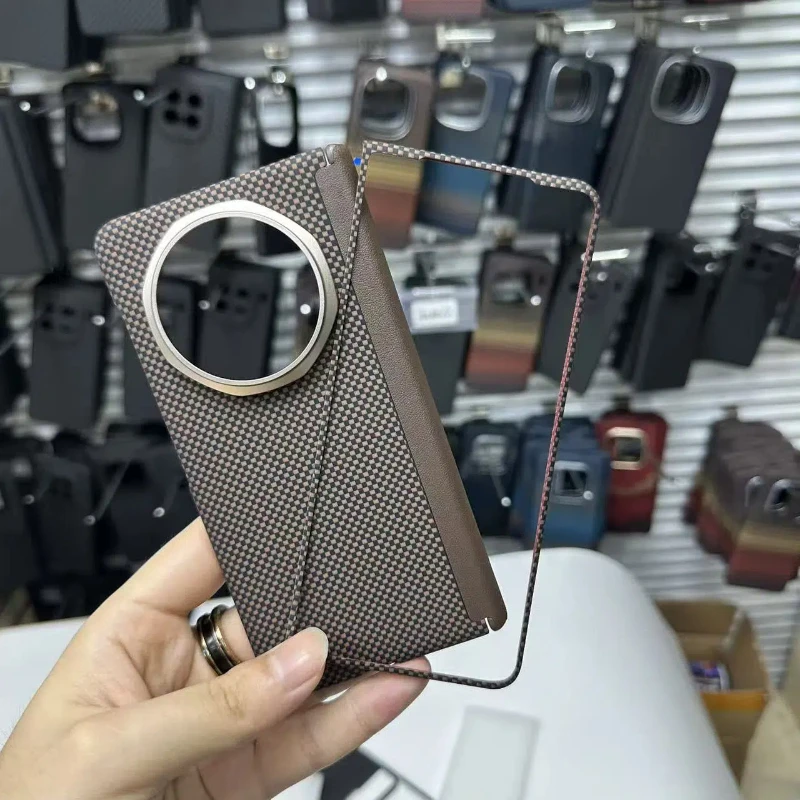 

Magnetic Real Aramid Carbon Fiber Hinge Phone Case Cover On For Huawei Honor Magic V5 5G Global Fold MagicV5 Magsafe