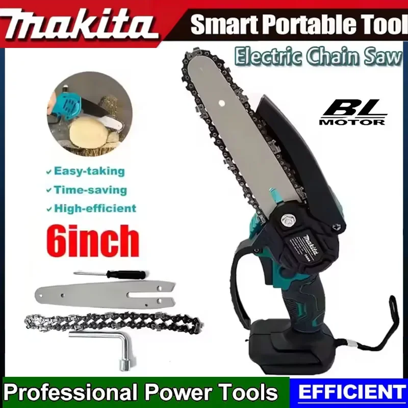 

Электрическая цепная пила Makita 6 дюймов, портативная ручная пила для обрезки деревьев и кустарников, садовый электроинструмент, совместимый с аккумулятором 18В